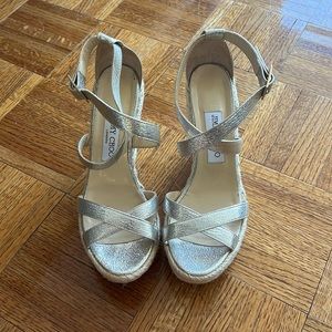 Jimmy Choo silver espadrille sandals